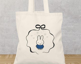 Cute bow miffy tote bag - Miffy tote - miffy canvas - miffy - coquette - gift for miffy lover
