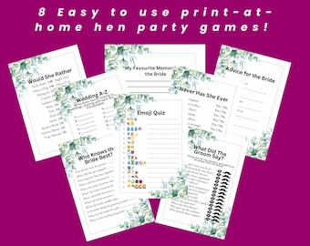 Botanical Hen Party Games Bundle: Eucalyptus Bridal Shower Games (Digital Download)