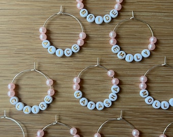 Handmade Personalised Wine Glass Charms - Hen Party Favours