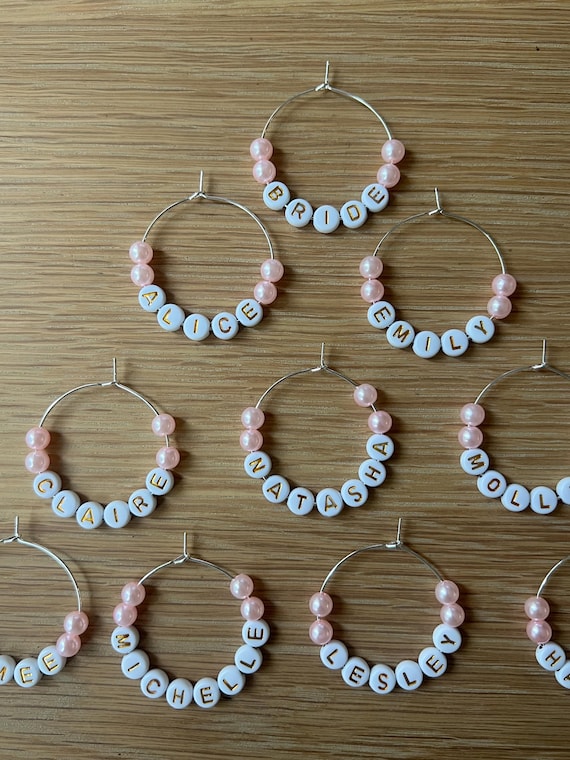 Handmade Personalised Wine Glass Charms - Hen Party Favours