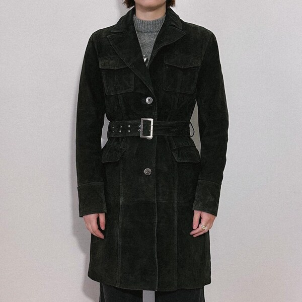 Retro Suede Solid Notch Collar Coat main image 1