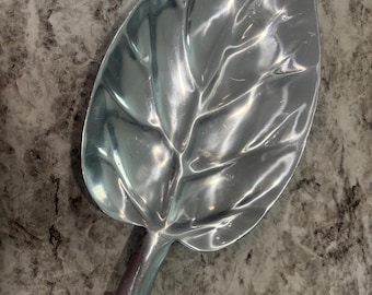 Vintage Massiv Silber Metall Blatt Form (Obst / Gemüse) Schale - Wandbehang-Ball Füße