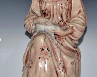 Giuseppe Armani Florencia Italia Rara escultura de punto de aguja/bordado de mujer victoriana de 1984