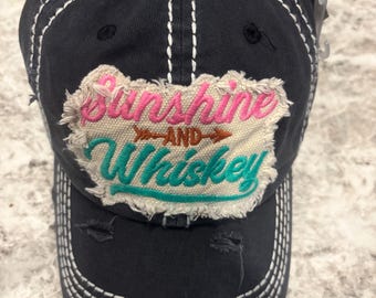 Gorra o sombrero de béisbol vintage KBETHOS Sunshine and Whiskey (nuevo con etiquetas)