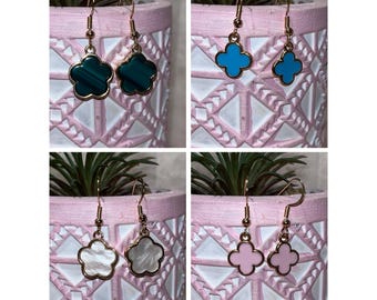 Pink, Blue, Green, Black and White clover earrings! VIRAL CLOVER EARRINGS!