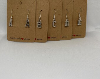 Initial earrings. Silver handmade earrings. Used with 925 silver