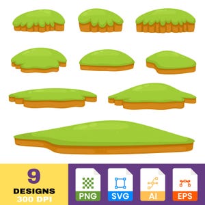 Land Clipart Bundle | Handgezeichnete Naturgrafiken | Terrain Illustration Set | Digitales PNG und SVG