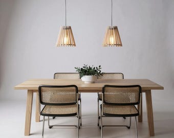 Wood and Metal Pendant Light, Handcrafted French Chandelier, Scandinavian Hanging Lamp for Dining Room, Boho Chic Decor, Artisan Lighting