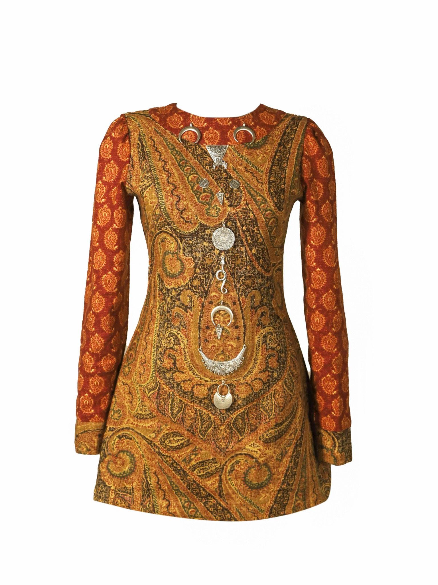 Vintage-Inspired Paisley Relaxed Mini Dress main image 1