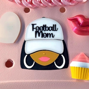 Bogg Bag Compatible Skin Tone Options | Football Mom | 2.5&quot; Bogg-Compatible Bag Accessory | Keychain and Badge Reel option