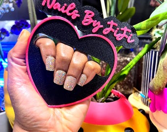 Nail Selfie Professional Nail Tech Heart Shaped Photo Prop Plaque Nailfie Custom Personalized