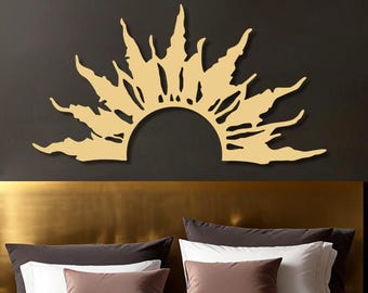 Minimalist Metal Sun Wall Art, Modern Sunrise Decor