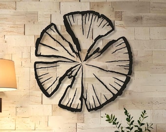 素朴なスチール製の木の輪の壁飾り、キャビンの装飾