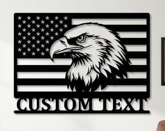 Custom Eagle American Flag Metal Wall Art, Patriotic Decor