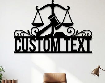 Custom Scales of Justice Metal Wall Art, Law Office Decor, Attorney Name Sign
