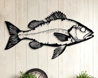 Rustic Fish Metal Wall Art, Cabin Lake House Decor