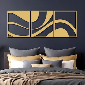 Abstract Wave Metal Wall Art: 3-Panel Modern Sculpture
