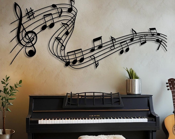 Metal Music Notes Wall Art, Music Room Decor