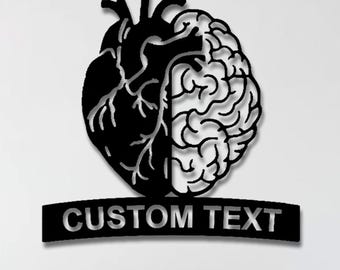 Custom Metal Heart and Brain Wall Art, Doctor Office Decor