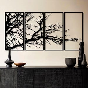 Metal Tree Branch Wall Art, 4 Panel Nature Decor - Etsy