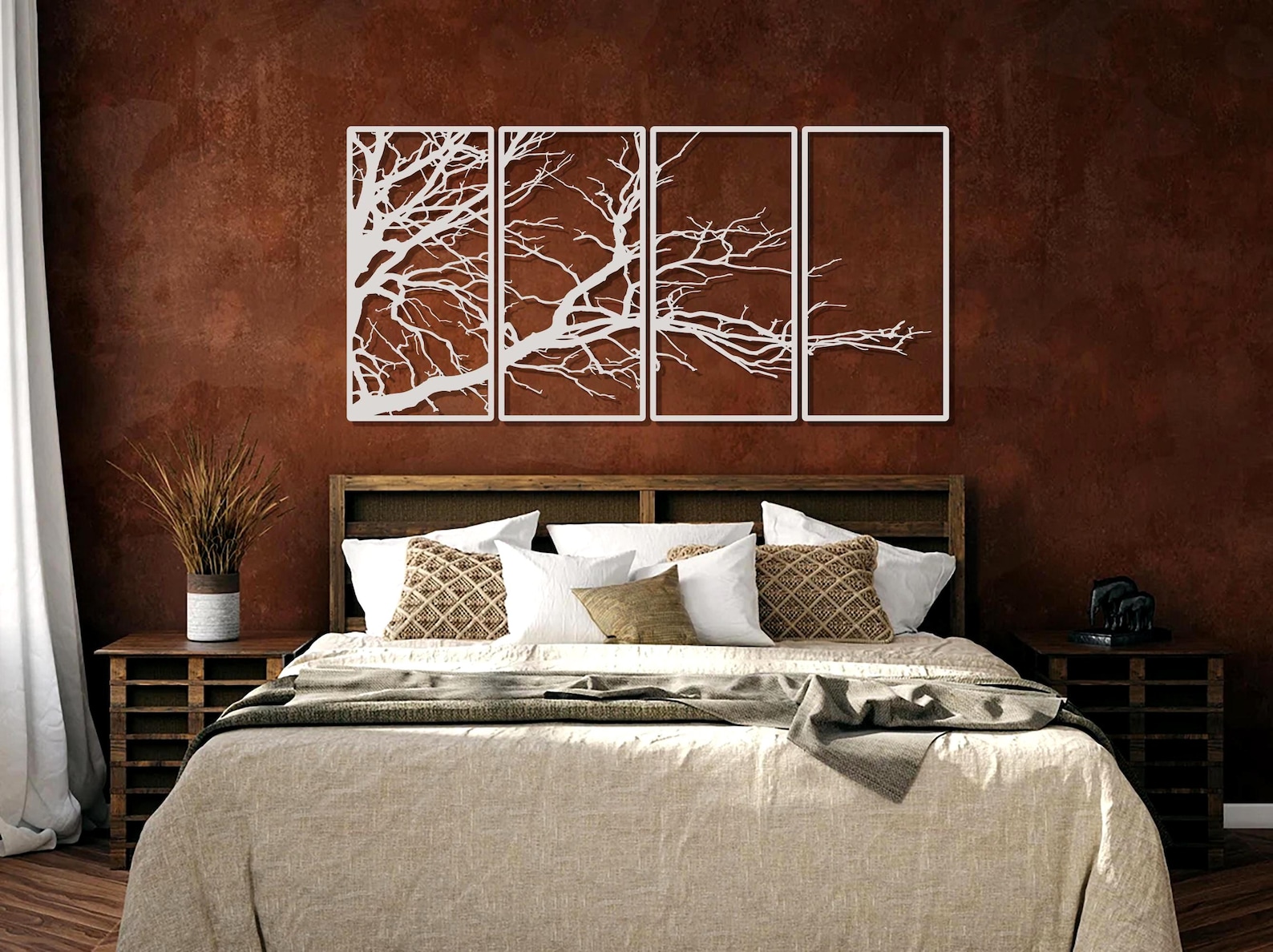 Metal Tree Branch Wall Art, 4 Panel Nature Decor - Etsy