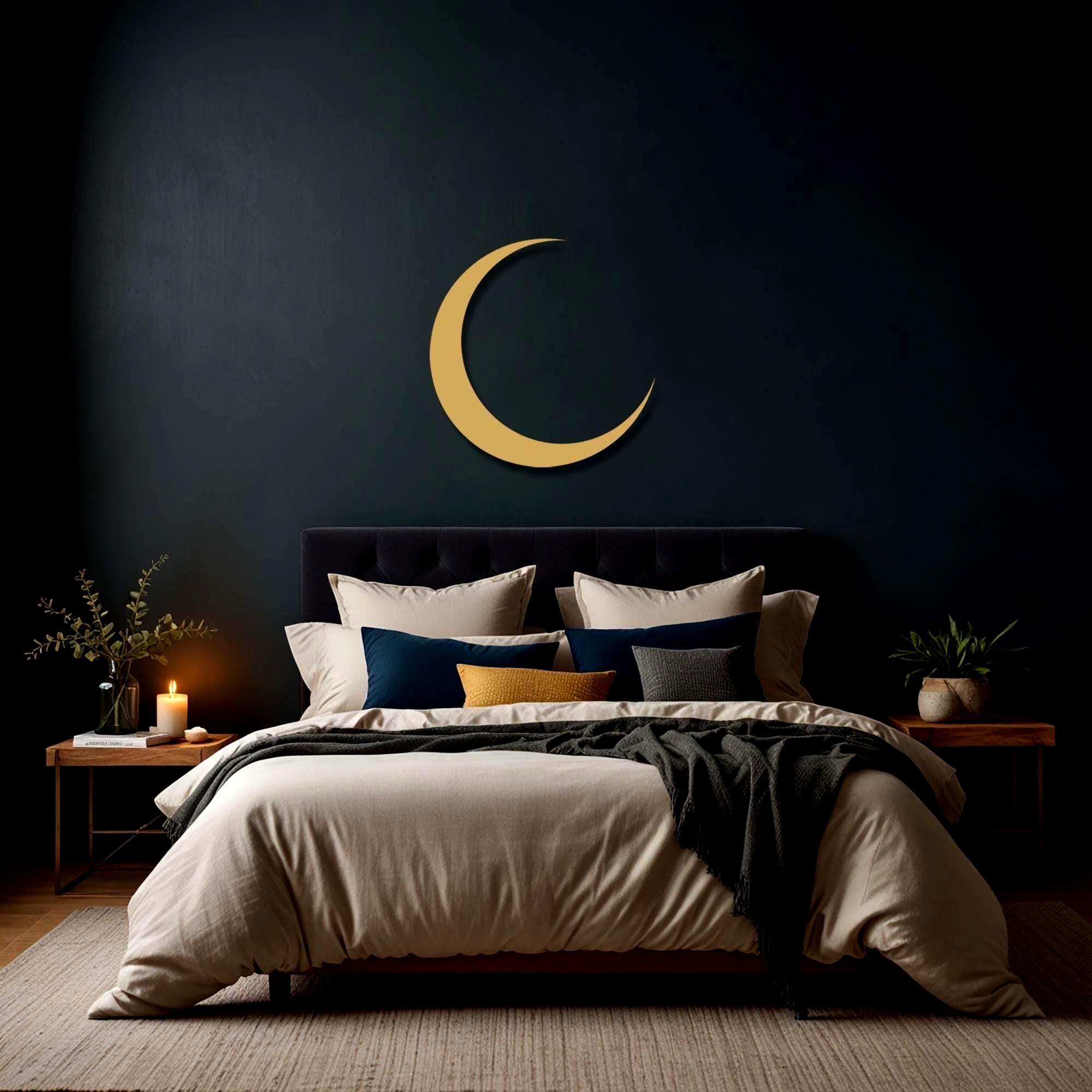 Halve maan metalen muurkunst, minimalistisch muurdecor, moderne maankunst aan de muur, slaapkamer muurdecor, hemels huisdecor, cadeau maanliefhebber