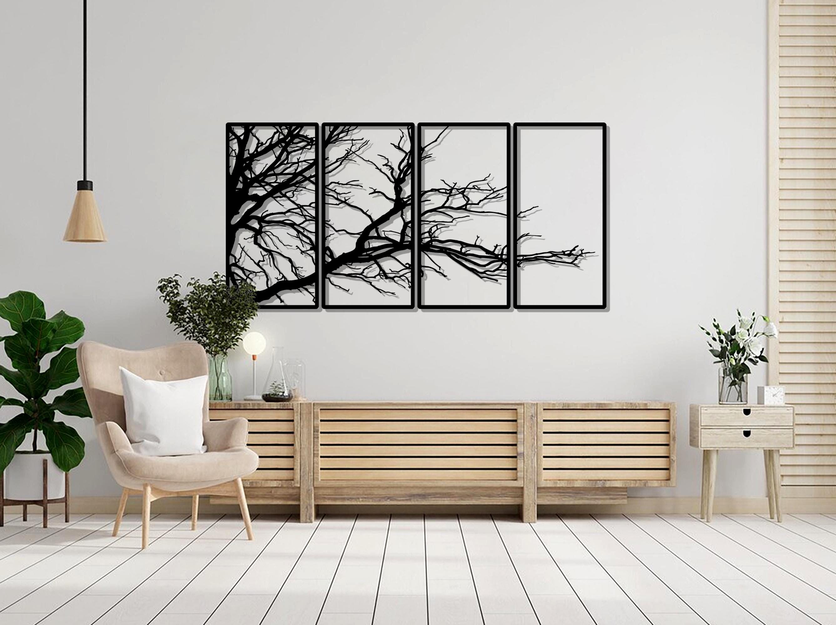 Tree Branch Metal Wall Art, Outdoor Wall Art Large, Minimalist Nature ...