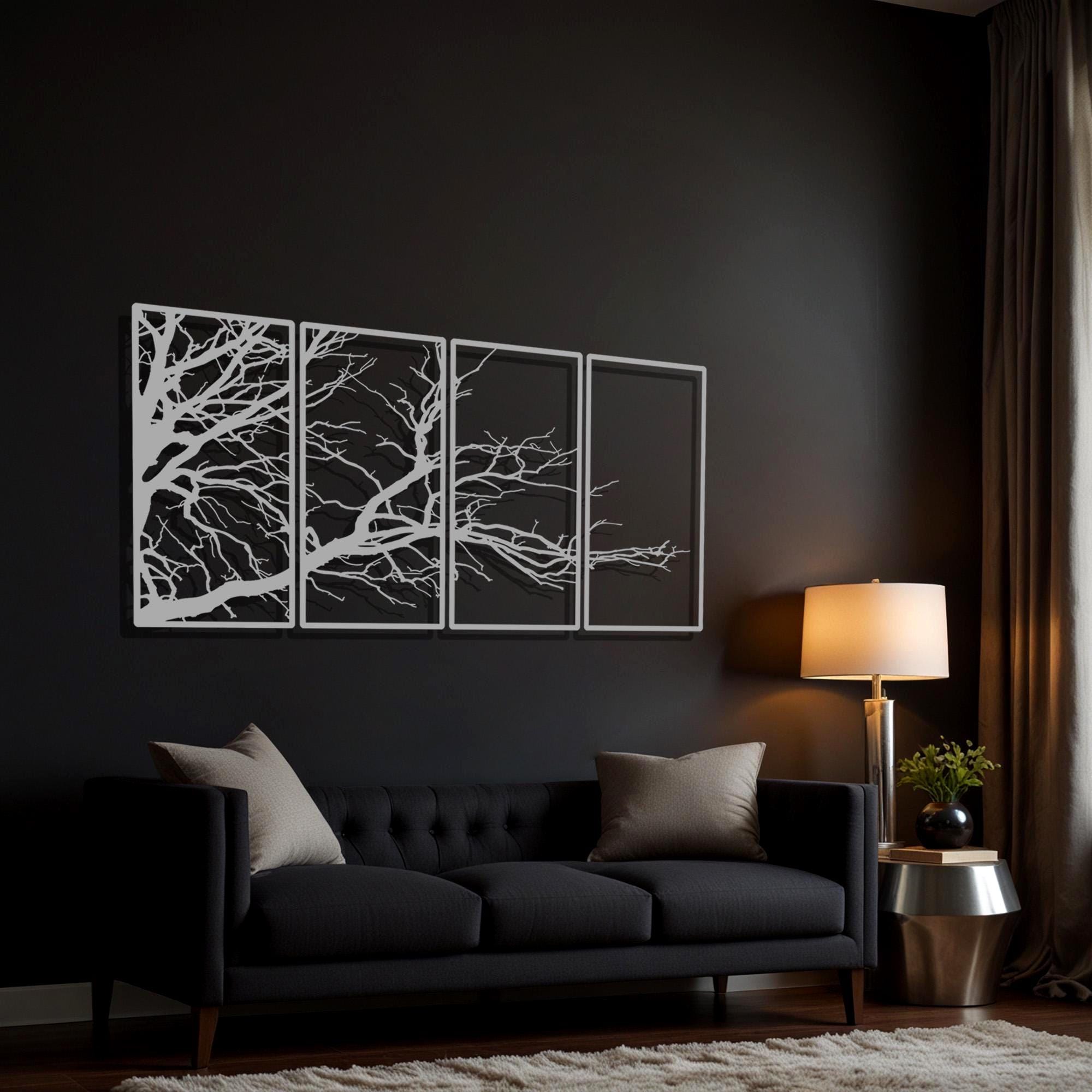 Metal Tree Branch Wall Art, 4 Panel Nature Decor - Etsy