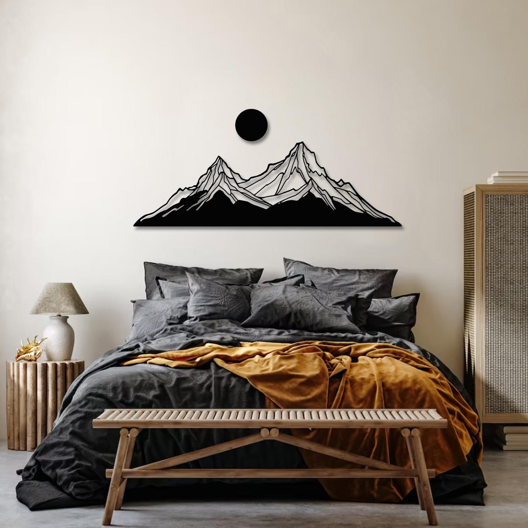 Minimalist Mountain Metal Wall Art, Modern Home Decor - Etsy