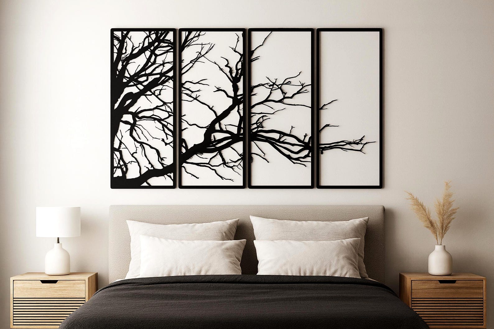 Metal Tree Branch Wall Art, 4 Panel Nature Decor - Etsy