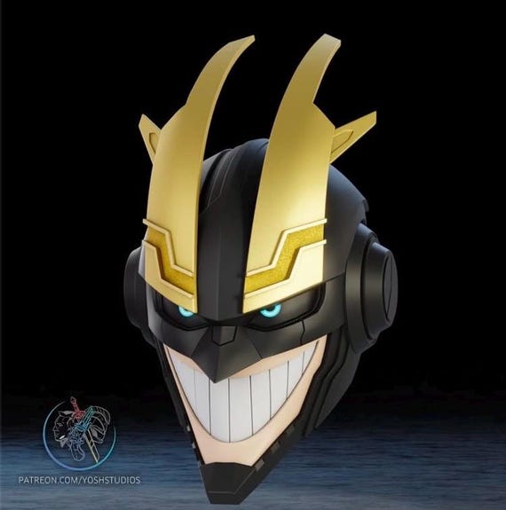 Armored All Might Helmet 3D Printed PLA Black Gold & White Color-matched Cosplay - Etsy Armored All Might Helmet 3D Printed PLA Black Gold & White Color-matched Cosplay - Etsy