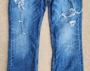 Vintage RNA Ripped Distressed Jeans Denim Faded Blue Jeans