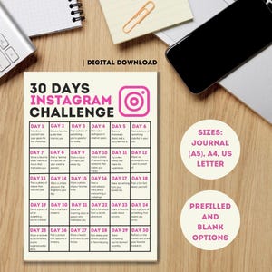 30 Tage Sharing auf Instagram Challenge – Steigere dein Engagement & verbreite Positivität! | A4, US Letter, A5 | Sofortiger Download