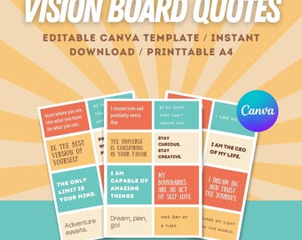 Retro-Themed Vision Board Quotes – Printable & Editable Canva Template