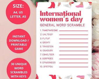 Women's Day Word Scramble: Printable Game (Instant Download)