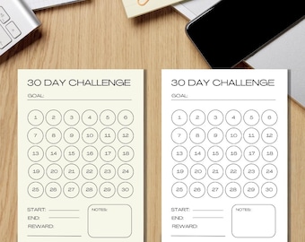 30 Day Challenge Tracker | A4 A5 Printable - Etsy New Zealand