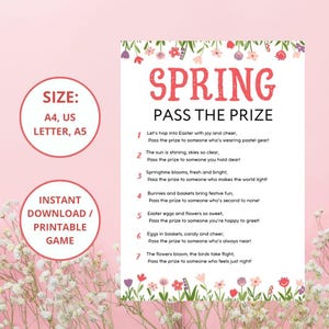 Juego de Primavera "Pasa el Premio": ¡Imprimible para una divertida fiesta de Pascua para todas las edades! / A4, Carta (EE. UU.), A5 / Descarga instantánea