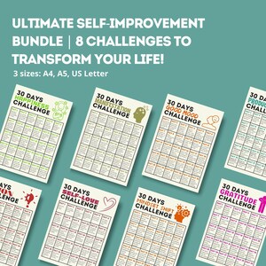 Ultimatives Selbstverbesserungs-Bundle | 8 Herausforderungen zur Lebensveränderung! | Sofortiger Download | A4, A5, US Letter
