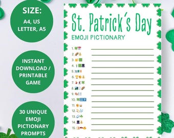 St. Patrick's Day Emoji Pictionary Game: Printable Fun (Instant Download)