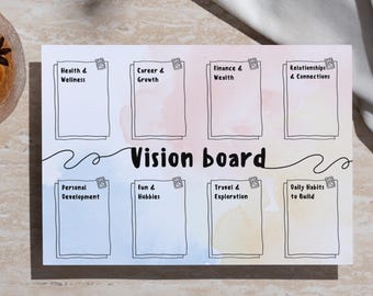 Afdrukbaar Vision Board: 8-delige doelplanner (digitale download)