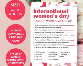 Empower & Educate with the Famous Women Match Up Game! | A4, US Letter, A5 | Instant Download