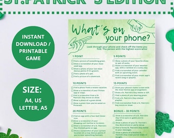 St. Patrick's Day 'What's on Your Phone' Game (Instant Download)