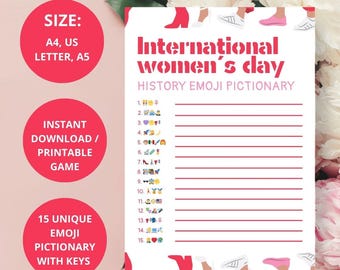 Women's Day Emoji Pictionary Game: Printable Women's History Activity (Instant Download)