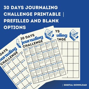 May include: A printable 30-day journaling challenge with prefilled prompts and a blank template. The challenge includes prompts like "What are you grateful for?" and "What is one thing you want to learn?"