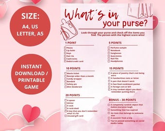 Contenu de votre sac à main : Galentine's, mariée, enterrement de vie de jeune fille (PDF)