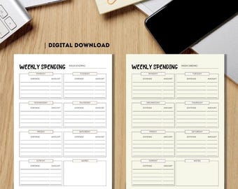 Weekly Spending Tracker Printable: Expense & Budget Planner (Digital Download)