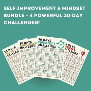 Selbstverbesserungs- & Mindset-Bundle – 4 kraftvolle 30-Tage-Challenges! | A4, US Letter, A5 | Sofortiger Download