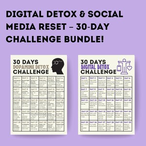 Digital Detox & Social Media Reset – 30-Day Challenge Bundle! | A4, US Letter, A5 | Instant Download