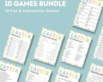 Paquete de juegos de Pascua: Actividades familiares para las vacaciones (descarga digital)