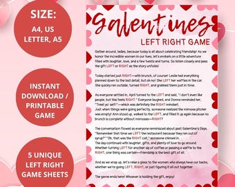 Jeu de la Saint-Valentin de gauche à droite : échange de cadeaux (PDF imprimable)